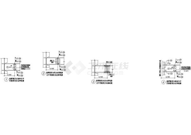 悬臂型钢梁与柱、中段梁连接节点详图-图一