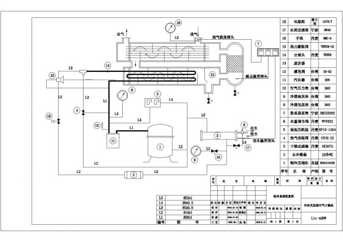 冷冻式压缩空气干燥机制冷系统配置图_图1
