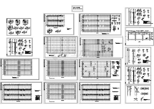 114x63m 单层钢结构厂房结构设计CAD施工图纸-图一