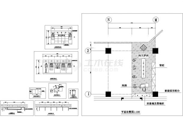 某带有新做弧形柜台的店面装修设计图-图一