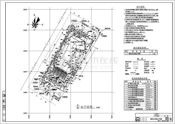 某科研中心基地室外cad给排水管网布置图-图二