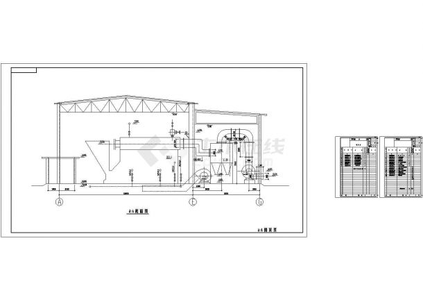 20t热水锅炉房设计cad图，共六张-图二