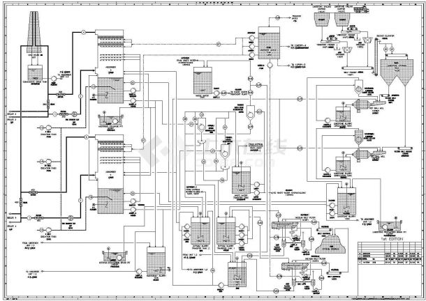 烟气脱硫装置工艺流程CAD图-图一