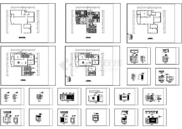 某带有主卧房衣柜内结构图的住宅室内装修设计图-图一