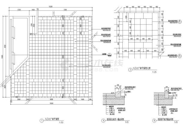 入口广场铺装设计CAD平面布置参考图-图一