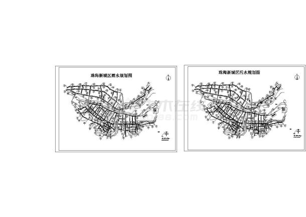 珠海新城区雨污管道cad详细规划图-图二