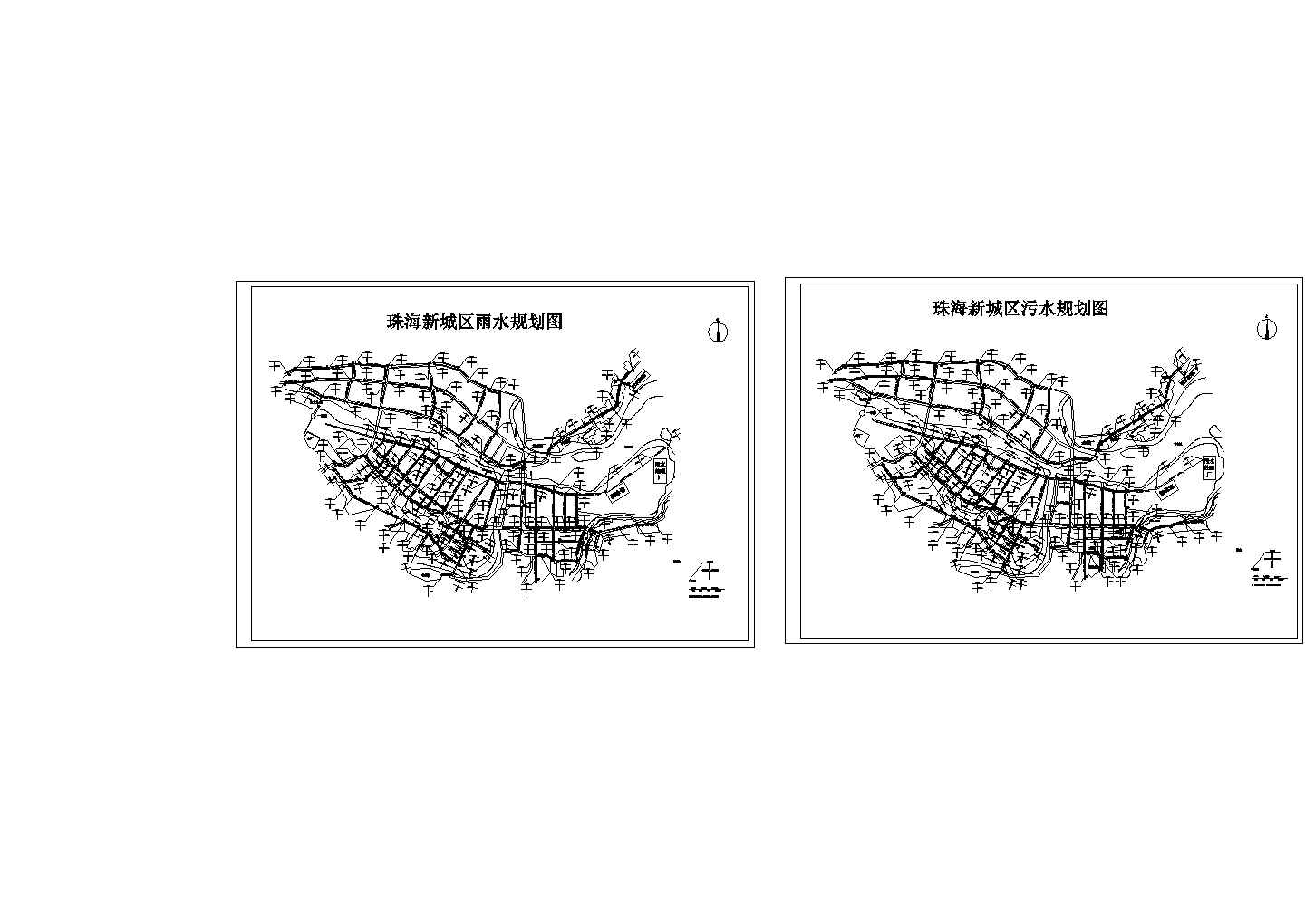 珠海新城区雨污管道cad详细规划图