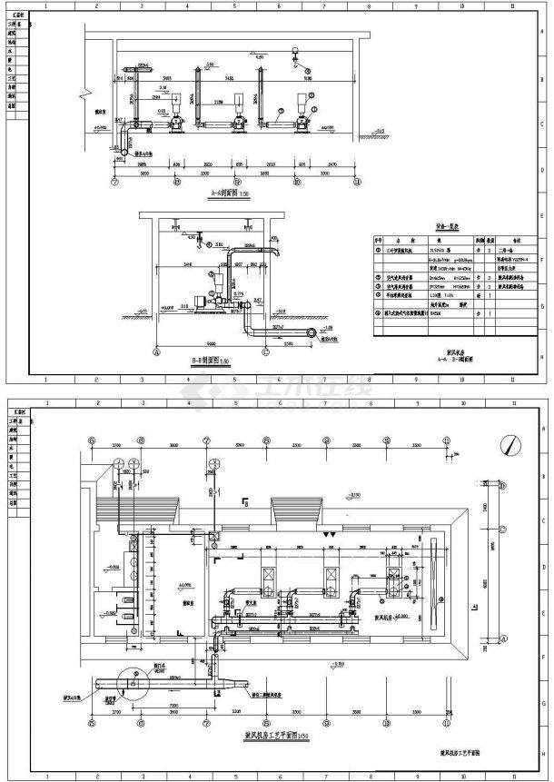 山西某鼓风机房cad设计工艺图-图一