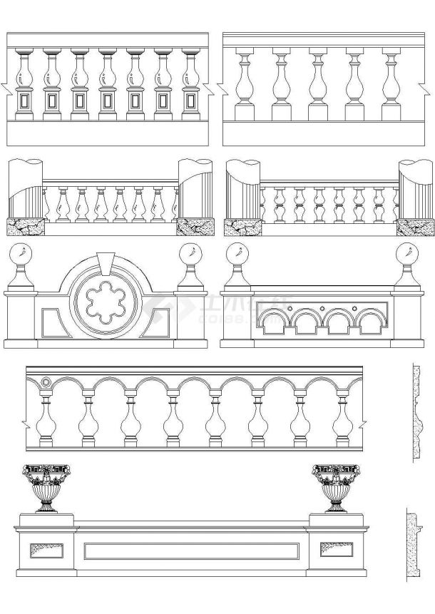精选11套欧式栏杆详图设计——建筑详图-图二