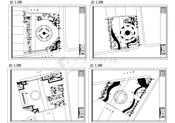 生肖广场绿化景观规划设计建筑施工cad图纸，共四张-图一