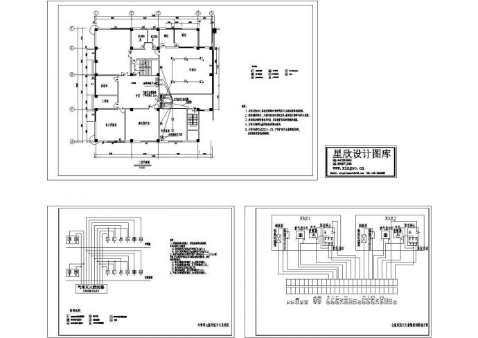 三层变电站火灾报警系统设计cad图，共十张_图1