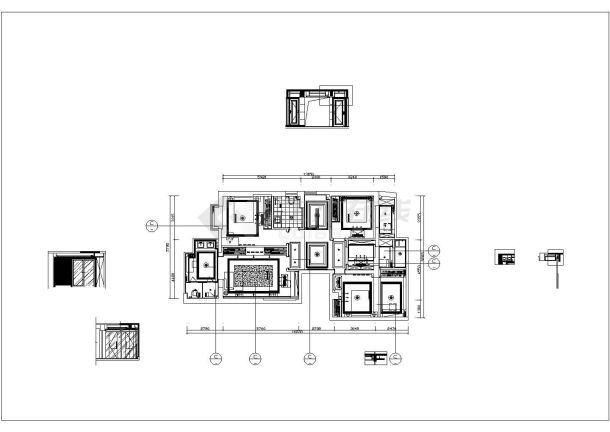 某天花造型CAD完整平面设计大样图-图一