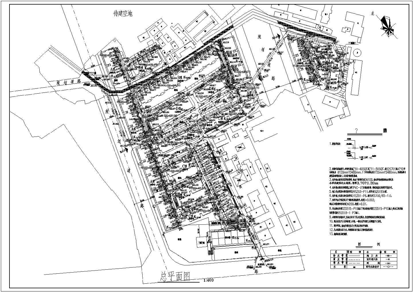 小区道路cad详细给排水施工图