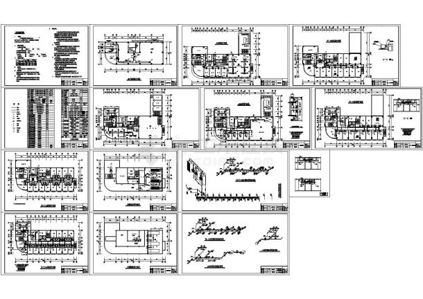 [湖北]高层商业办公楼空调通风系统设计施工图（风冷热泵式冷水机组）.共十五张-图一