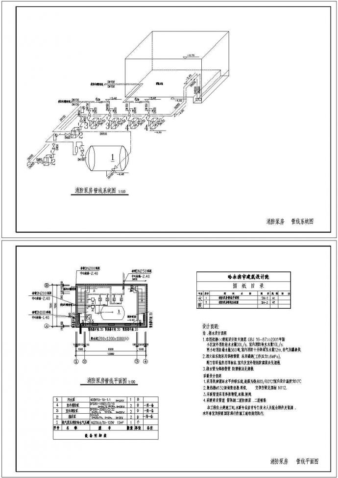 广州某区域的消防泵房基础平面图_图1