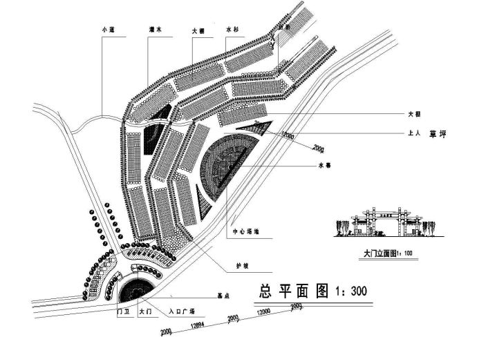 某公园设计cad平面布置图及部分节点大样图（甲级院设计）_图1