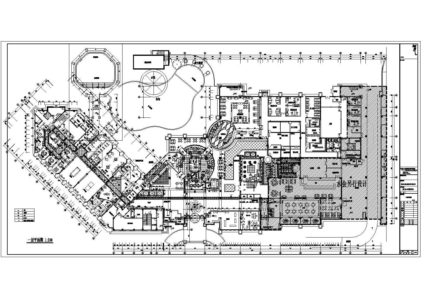 某海滨风五星级酒店CAD设计施工图一层平面图