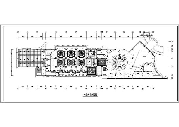 某三层酒店装修图一层平面CAD施工节点图纸-图一