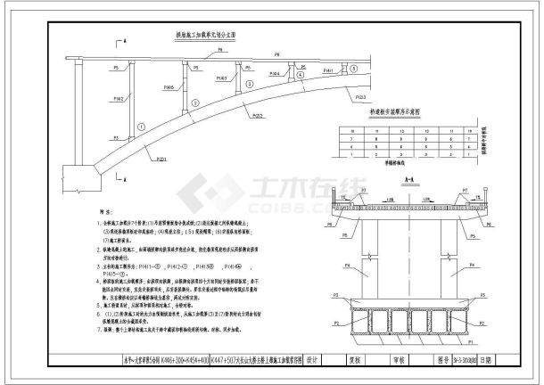 某净跨130m等截面悬链线钢筋混凝土箱形拱桥CAD平立剖构造图-图一