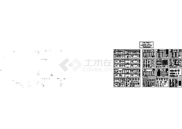 广东汽车展厅4S店钢结构厂房设计施工cad图，共十六张-图一