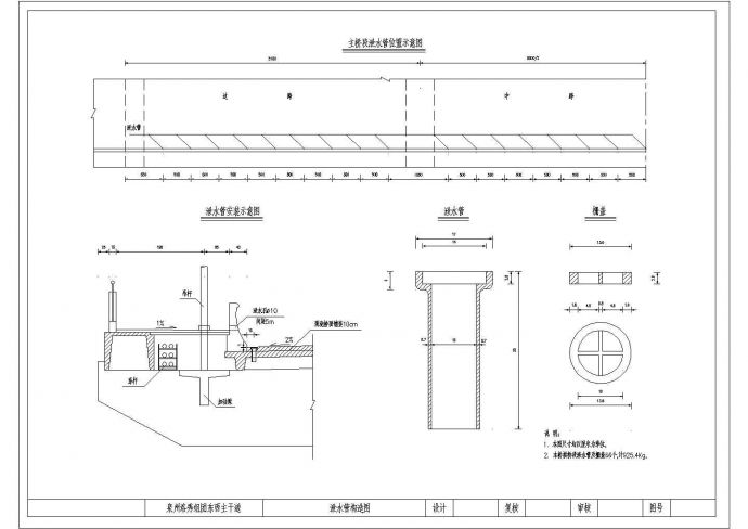 某大桥全套图纸51+80+51m钢管砼系杆拱桥泄水管CAD设计构造图_图1