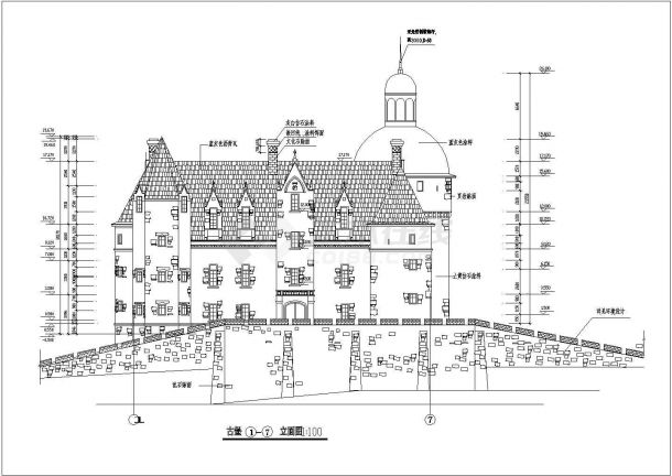 某古堡CAD构造完整节点剖面图-图一