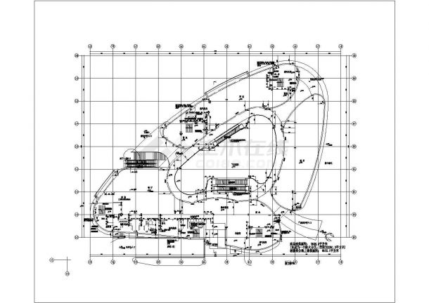 某浦江国际金融广场施工图附楼底层平面CAD构造平面图-图一