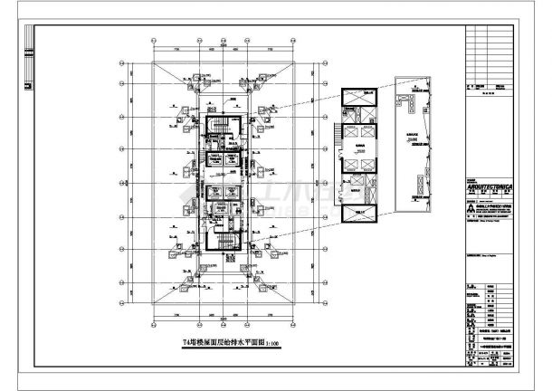 某珠宝广场施工图CAD完整详细设计给排水平面图-图一