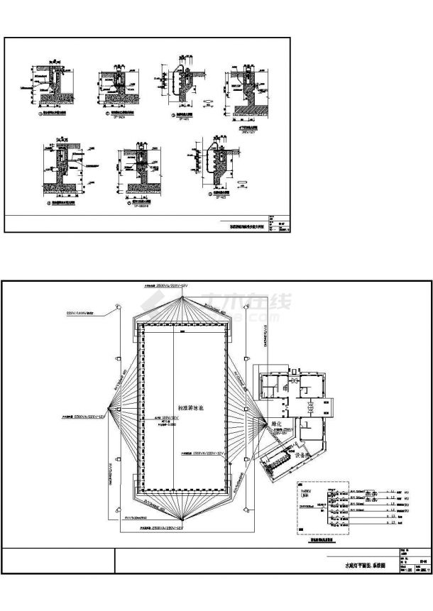 游泳池水底安装大样CAD图纸-图一