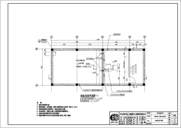 某附属工程消防水池及泵房CAD给排水构造节点图_图1