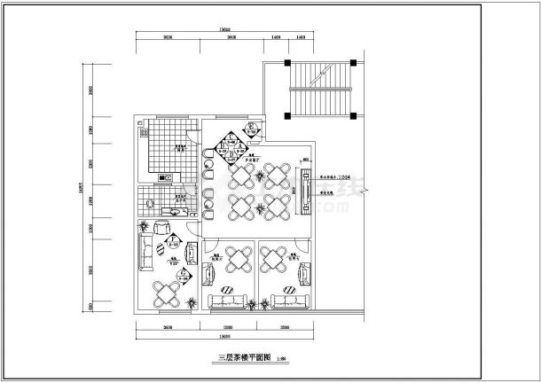 某长18米 宽14米 两层茶楼设计CAD室内完整装修方案图-图一