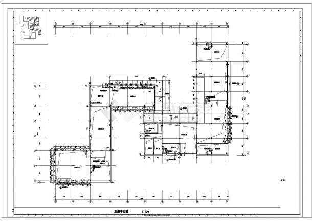 某长69.8米 宽45.6米 三层茶楼建筑CAD详细完整节点设计图-图二