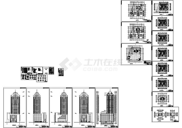 办公楼设计_某高层框架核心筒体系综合办公楼设计cad全套建施图纸（含设计说明）-图一