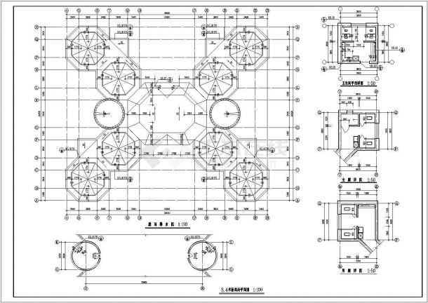 某欧式幼儿圆建筑CAD大样节点构造设计施工图-图二