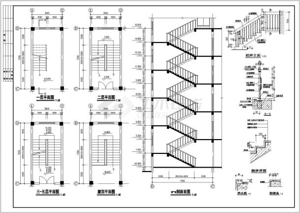 某中学宿舍楼CAD完整节点构造设计施工图-图一
