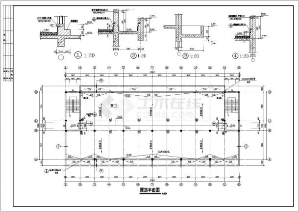某中学宿舍楼CAD完整节点构造设计施工图-图二