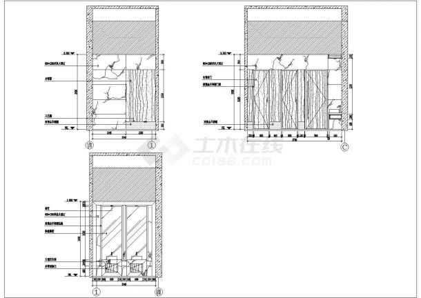 某四季茗茶施工图花园一层立面图CAD构造节点图-图二