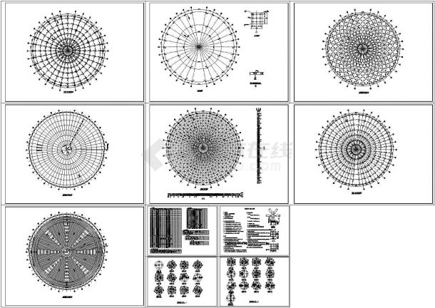 四角锥螺栓球网架结构施工图含计算书（CAD、11张）-图一
