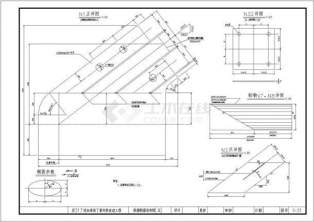 某70米跨径预应力系杆钢管混凝土拱桥CAD平面构造图-图一