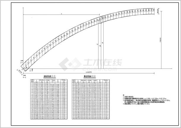 某195米钢管系杆拱CAD详细节点剖面图-图一