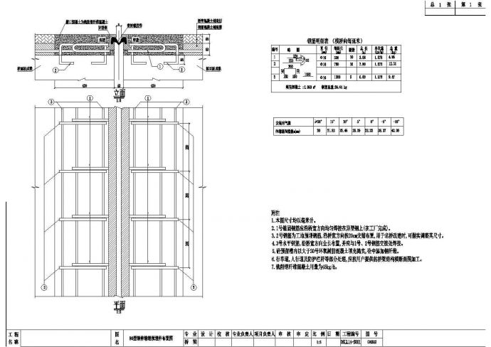 某跨径49m单跨上承式空腹拱桥钢伸缩缝预埋件CAD设计布置图_图1