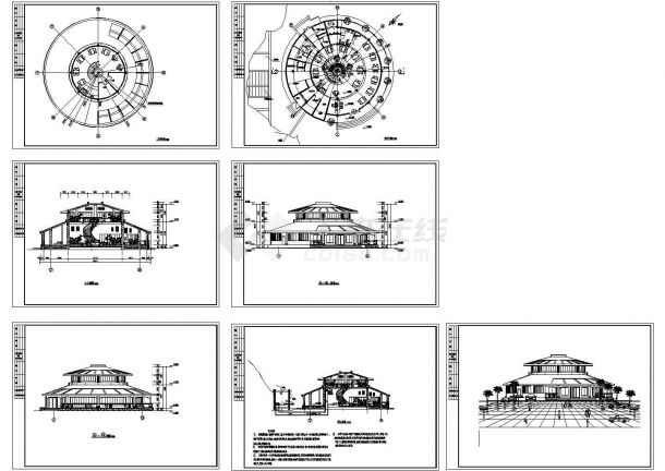 某地区经典商业中式餐厅建筑设计方案完整施工CAD图纸-图一