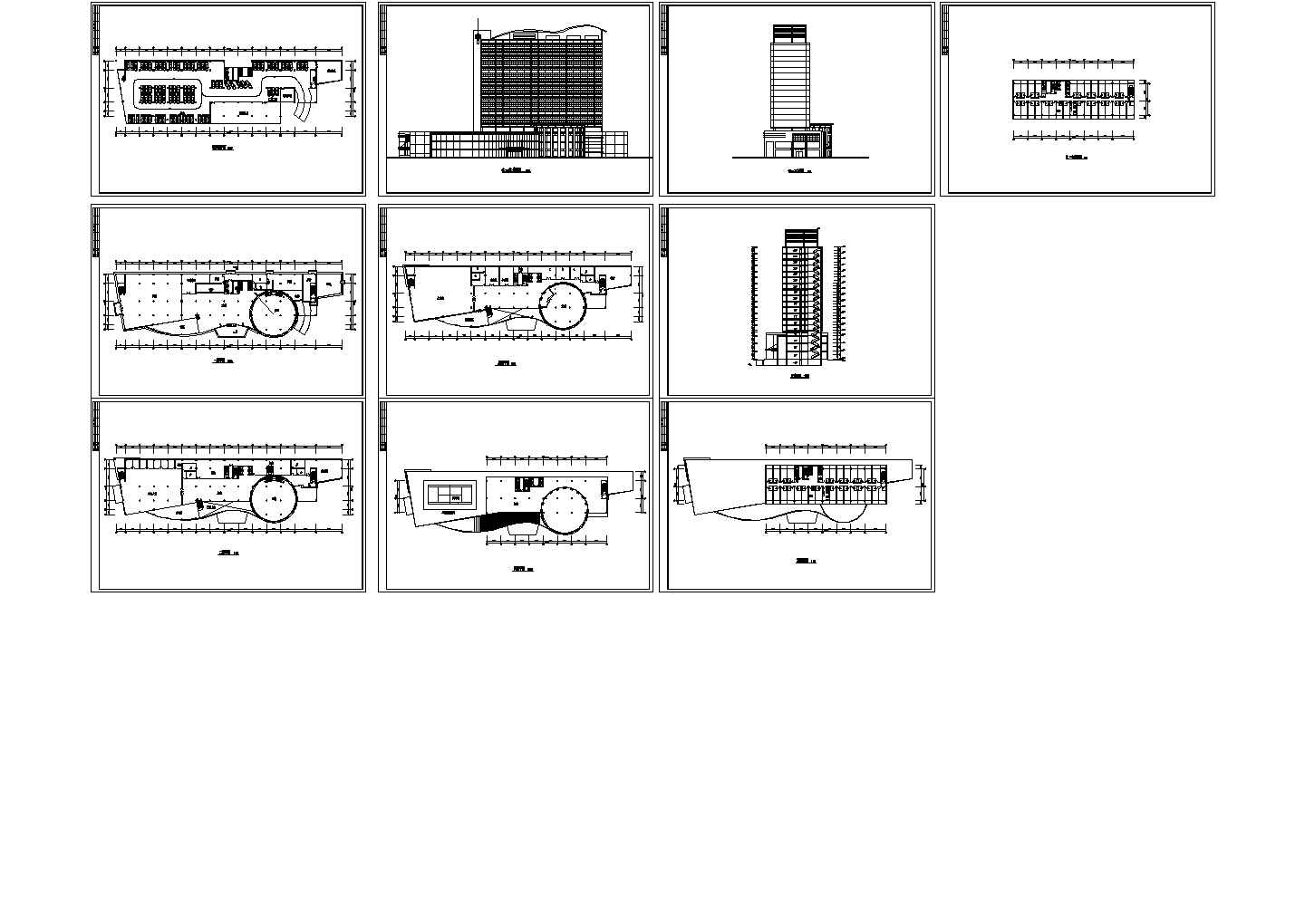 某市区大型商用高档酒店大厦建筑方案立面设计施工CAD图纸
