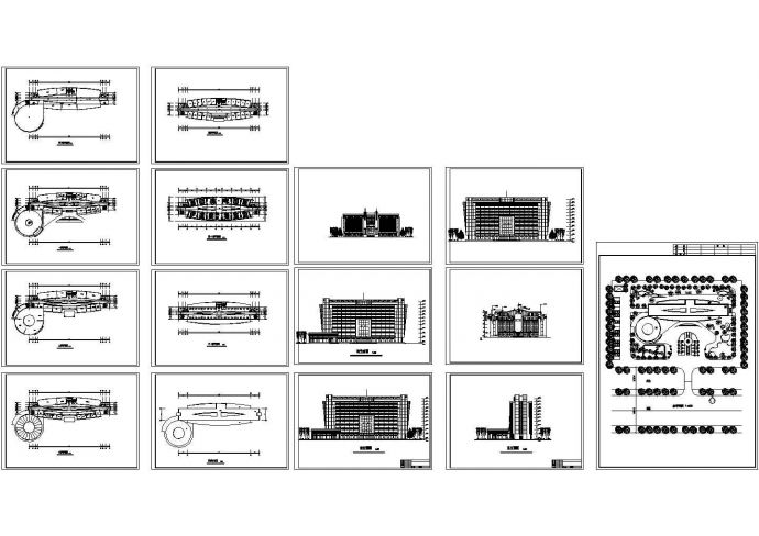 某市区大型商用高档酒店建筑方案立面设计施工CAD图纸_图1