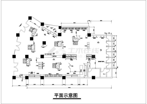 某服装店CAD施工平立剖全套示意图纸-图一