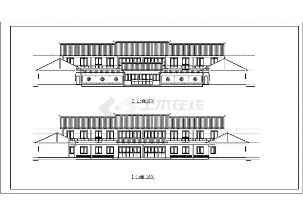 某二层四合院式住宅建筑平立面CAD设计完整图纸-图一