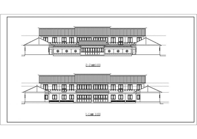 某二层四合院式住宅建筑平立面CAD设计完整图纸_图1