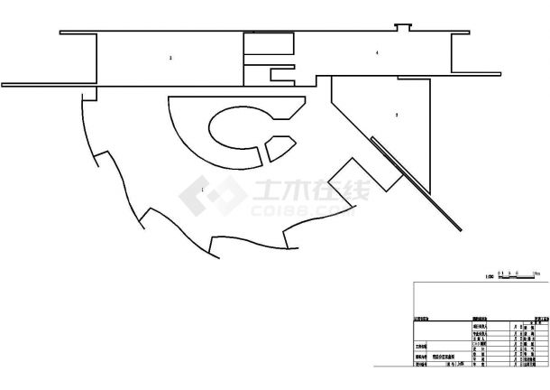 某夹层扇型博物馆扩大工程建筑初步设计CAD方案图平立剖-图一