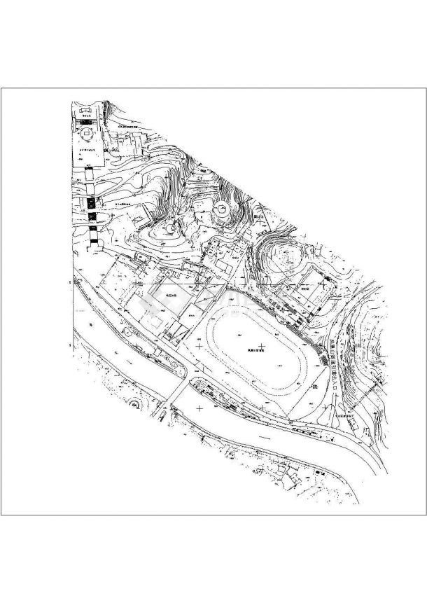 某遵义凤凰山广场景观设计CAD全套施工图地形图-图一