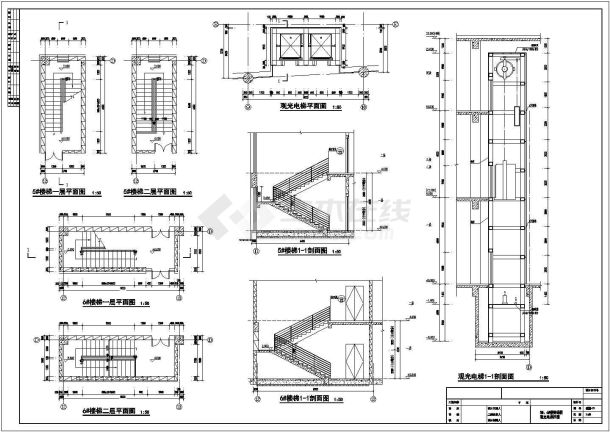某长116.4米 宽55.2米 4+1地下层16572.81平博物馆建筑施工图卫生间详图 1#-8#楼梯详图 台阶详图 1#-3#电梯详图 自动扶梯CAD详图-图一